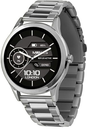 Reflex Active Series 31 Amoled Smart Calling Watch für Damen Herren mit Bluetooth, 1,19 Zoll, Fitness-Tracker, Blutsauerstoff, Herzfrequenzüberwachung und Edelstahl-Armband, kompatibel mit Android IOS