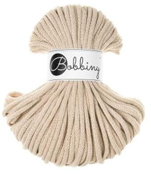 Bobbiny Premium Baumwoll-Flechtschnur - 5mm x 50m - Vielseitige Makramee-Kordel für Stricken, Weben, DIY-Basteln und Heimdekoration - Hochwertige Bunte Bastelschnur Flechtkordel - Warm Beige