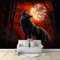 Papier peint intissé 350 x 256 cm Moderne Panoramique Papier Peint Rouge Foncé Papier peint pour Chambre salon Revêtement mural Loup De Lune Rouge Fantastique Motif Papier peint