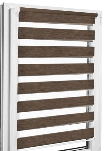 Home-Vision® DuoRollo Klemmfix, Doppelrollo ohne Bohren mit Klämmträgern, DuoRollos für Fenster und Türen (Holzlook Braun, B100cm x H130cm)