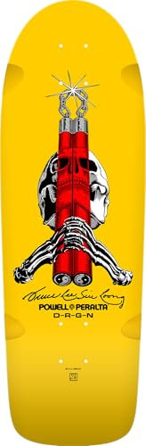 Powell Peralta Bruce Lee Skateboard Deck Skull & Nunchucks, Collab, Gelb, 25,4 x 76,2 cm