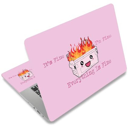 AIMSA Laptop Skin Sticker Decal, 17 17.3 inch Laptop Art Decal Universal Cover, Decorative Stickers Notebook Skin Protector, I'm Fine Pink