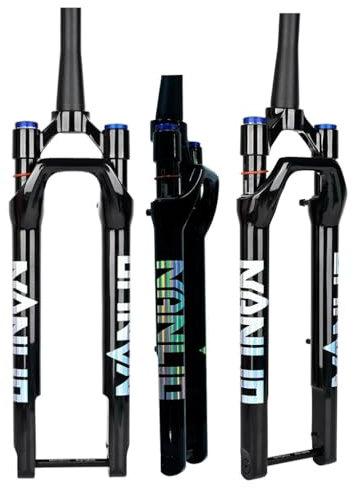 Forcella Ammortizzata per Bici da Strada Gravel 700C Corsa 60mm Freno A Disco Cyclocross Bike Forcella Anteriore con Conico XC Forchetta Ad Aria ASSE Passante 100 * 12mm(Black)