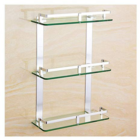 Modernes Wandregal aus Glas für Bad und Küche, 3 Etagen, gehärtetes Glas, 30 cm