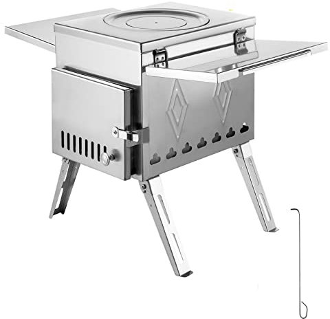 Zelt Holzofen 304 Edelstahl W/Faltrohr Holzherd Mehrzweck Campingzelt Heizung Herd Outdoor Survival Leistungsstärker und effizienter