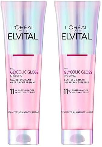 L'Oréal Paris Elvital Glycolic Gloss Spülung für glanzloses und stumpfes Haar, Haarpflege für gesunde Haare und ultimativen Glanz, Regeneration der Haarversieglung, Conditioner mit Glykolsäure, 150ml