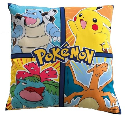 OMYDREAM Pokemon Friends Kissen für Kinder, 100% Polyester, Öko-TEX, 40 x 40 cm, Bedruckt, Jungen, Mehrfarbig (Mehrfarbig, 40 x 40 cm)