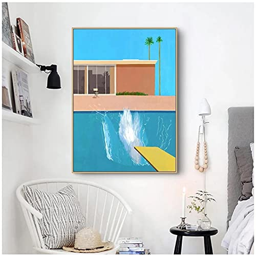GLWDME Bilder auf Leinwand, Wandbilder Wohnzimmer,David Hockney 「Ein größerer Spritzer」 Wandposter, Bild Schlafzimmer(ohne Rahmen)