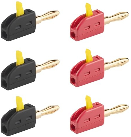 4mm Bananenstecker, 6 Stück Bananenstecker, Bananensteckers Lautsprecher, 32A Banana Plug Verbinder für Kabel Boxen Receiver Stereoanlagen