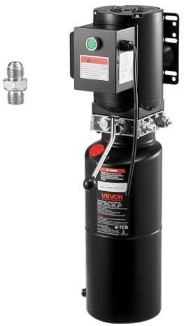 VEVOR Pompe Hydraulique à Simple Effet, Groupe de Bennage pour Camion-benne 9,5 L, Débit d'Huile 6,3 L/min, Pression de Décharge Max. 22 MPa, pour Remorque à Benne Basculante Chariot Élévateur