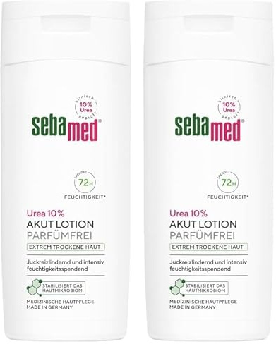 Sebamed Urea 10% Akut Lotion Parfümfrei extrem trockene Haut 200 ml, spendet 72 Stunden Feuchtigkeit, juckreizlindernd und intensiv feuchtigkeitsspendend, ohne Parfüm (Packung mit 2)