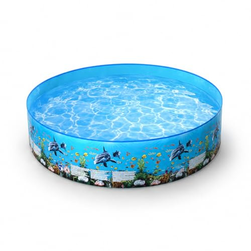 Paddling Pool - 122x25cm No Inflation Foldable Paddling Pool For Kids, Hard-Wearing PVC Outdoor Pools, Sea Life Design for Garden Patio Use