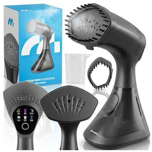 MalTec Dampfglätter 2000W, 4-stufige Steamer Dampfbürste, 320 ml | Wassertank, Kleiderdampfer, Travel Reisebügeleisen Keramiksohle, Touch-Control, Tragbarer Handsteamer Iron