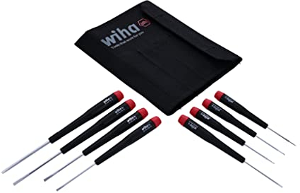 Wiha 26099 Präzisions-Schlitzschraubendreher-Set in Canvas-Tasche, 8-teiliges Set
