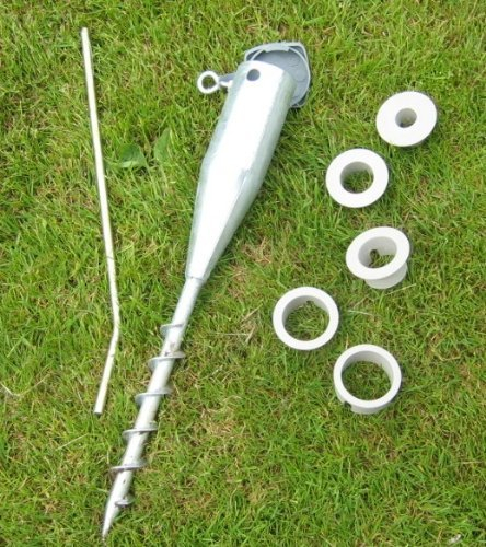 Spetebo Schirmständer, Einschraub - Bodenhülse, Ständer für Wäschespinne, Schirmhalter Metall/Erdspieß zum Eindrehen