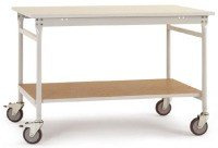 Manuflex BB5307.7035 Mobiler Arbeitstisch 750 x 500 x 850 mm Kunststoffplatte hellgrau mit Zwischenplatte RAL7035 g