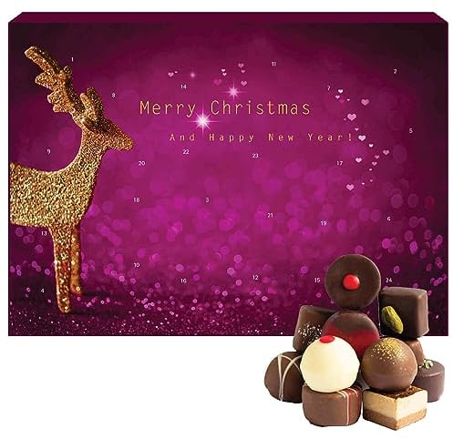 Hallingers Modern - Adventskalender Pralinen Geschenk handmade ohne Alkohol aus Edelkakao Schokolade (Box) - Geschenk im Sommer & als perfektes Grillgeschenk | Glückwunsch Chanukka Freundschaft Genesu