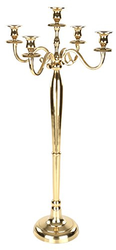 Gräfenstayn® Kerzenleuchter ALU 1, 3 oder 5-armig - 40/60/80cm - Silber, Schwarz, Weiß, Gold (Gold, 80cm)