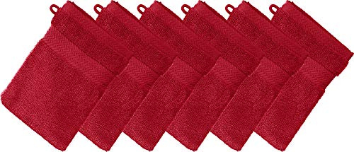 Erwin Müller Waschhandschuh Friedrichshafen 6er- Pack, 100% Baumwolle rot Größe 15x21 cm - Premium-Qualität, unvergleichlich saugfähig, hautsympathisch, formstabil (weitere Farben)