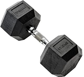 York 17.5kg Rubber Hex Dumbbell