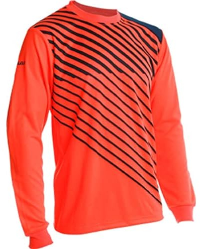 Vizari Arroyo Soccer Goalkeeper Jersey Long Sleeve Padded Goalie Shirt for Maximum Protection and Performance - Orange/Navy, Size - Adult Medium, Orange/Navy