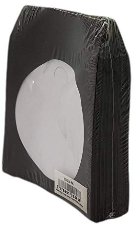 BestDuplicator Black Cd/DVD Paper Media Sleeves Envelopes with Flap and Clear Window (100 Sleeves)