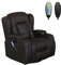 WestWood Bonded Leather Massage Cinema Recliner Sofa Chair Armchair Swivel Rocking With Heating Function Cup Holder MLS-02 Brown