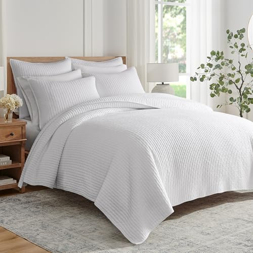 Levtex Home Kreuzstich-Bettwäsche-Set, 100% Baumwolle, Steppdecke für Doppelbett (223,5 x 233,7 cm) + 2 Standard-Kissenbezüge (66 x 50,8 cm), wendbar, Baumwollstoff