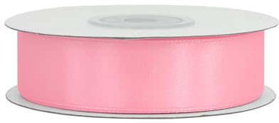 Satinband 18mm x 25m Rolle - FARBAUSWAHL in 3/6/12/18/25/38/50/75/100mm - farbecht & waschbar - Schleifenband für Hochzeit - Geschenkband zum Verpacken Dekorieren Basteln - Hellrosa 150