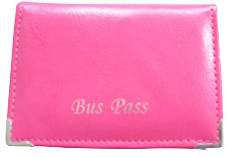 Lorenz Efecto Cuero Grano PU Bus Pase Funda Soporte con Cremallera Monedero - Rosa, Small