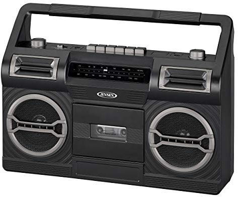 Jensen MCR-500 Portable Boombox Cassette Player/Recorder AM/FM Radio (Black)
