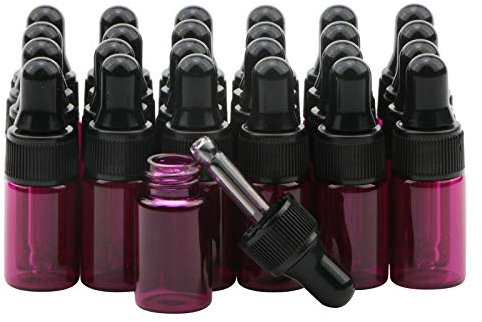 Rowiz 30 PCS 3ml Pink Glass Dropper Bottles with Pipettes & Black Screw Cap - Essential Oil, Perfume, Lotion - Leak Proof - Reusable - Modern - Adult - Bisphenol A (BPA) Free