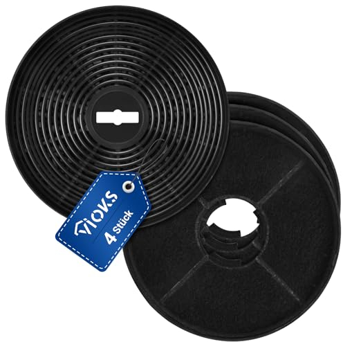 VIOKS Aktivkohlefilter Dunstabzugshaube Set 4 Stk 170mmØ Ersatz für Oranier Aktivkohlefilter KSC 700 - Kohlefilter für Dunstabzugshauben Gorenje DKF2500, DKO500M / MAN Leo, Mini, Jupiter