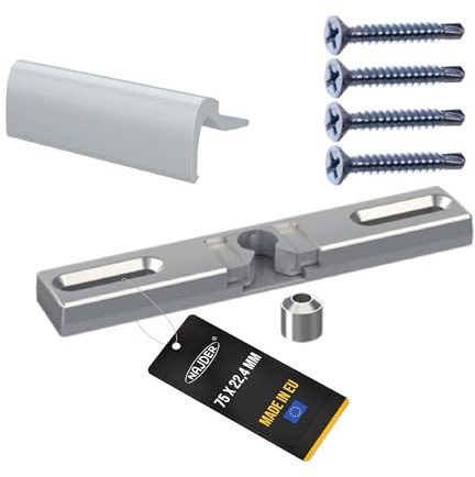 NAJDER Fenster-Balkongriff mit beweglichem Riegel, Korrosionsbeständig, Eloxiert, mit Aluminium, mit Befestigungsschrauben, Set, Premium Qualität, (Farbe: Silber)