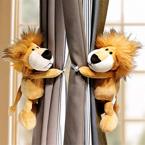 Peerless 2 alzapaños de cortina de animales de 20 cm,8 pulgadas de animales del bosque, decoración de dormitorio de niños, león