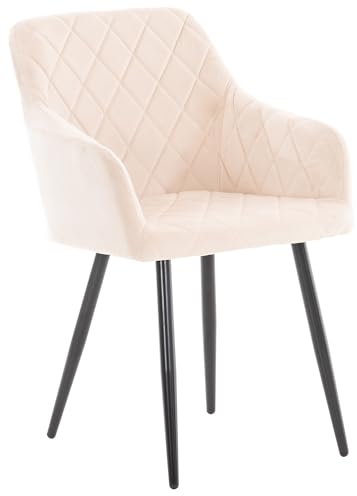 CLP Esszimmerstuhl Shila I Samt I Stoff I Gesteppt I Mit Bodenschonern, Farbe:beige, Material:Samt