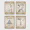 HSFFBHFBH Vintage Billard Patent Poster und Drucke Snooker Queue Billardtisch Blaupausen Kunst Leinwand Malerei Billard Wanddekor 50x70cmx4pcs Ungerahmt