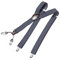 DonDon Hosenträger Herren extra stark gestreift blau schwarz 3,5 cm Hosenträger Herren breit mit brauem Leder in Y-Form lang - Starke Clips passend für Anzug Jeans Chinos Vintage Rockabilly Suspenders