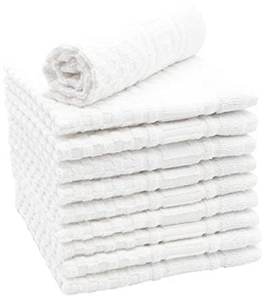 ZOLLNER 10er-Set Seiftücher mit Waffelmuster, 100% Baumwolle, 30x30 cm, weiß