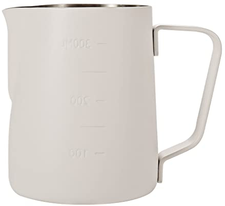 Dianoo Espresso Steaming Pitcher 350ml, Milk Frothing Pitcher Stainless steel, Coffee Milk Frothing Cup, Coffee jug, Latte Art, White