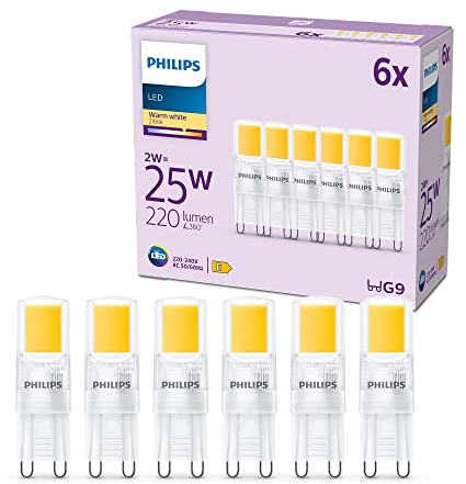 Philips Classic G9 Lampen 6-er Pack (25 W), LED Spots mit warmweißem Licht, energiesparende LED Lampen mit langer Nutzlebensdauer, Klar