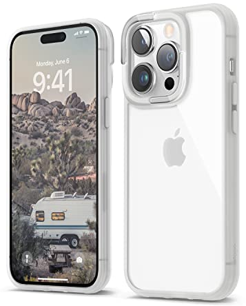 elago Cover Trasparente Dual Compatibile con iPhone 14 Pro Custodia Case (6.1), PC + TPU Tecnologia Ibrida, Anti-Ingiallimento, Cristallina, Cover Paraurti Antiurto, Protezione Completa (Bianco)