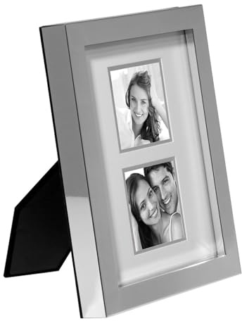 Fink Doppel-Bilderrahmen 2x 8x8 cm versilberter Fotorahmen für 2 Fotos