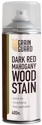 GRAIN GUARD Wood Stain Aerosol | Dark RED Mahogany | Water Based Stain| Easy Spray Application | Quick Dry | 400ml
