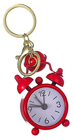 Mini sveglia a doppia campana con portachiavi, sveglia analogica al quarzo Sveglia da viaggio portatile Orologio da tavolo Sveglia in metallo senza ticchettio per regalo da campeggio all'aperto