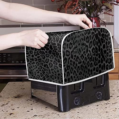 Xoenoiee Cubiertas para horno tostador con patrón de leopardo negro, 2 rebanadas de pan, protector de utensilios para hornear, cubierta para electrodomésticos de cocina, protección contra el polvo