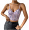 Naimo Corsetto da donna con reggiseno push up crop top con spalline sottili, camisole corpetto, Lilla, L