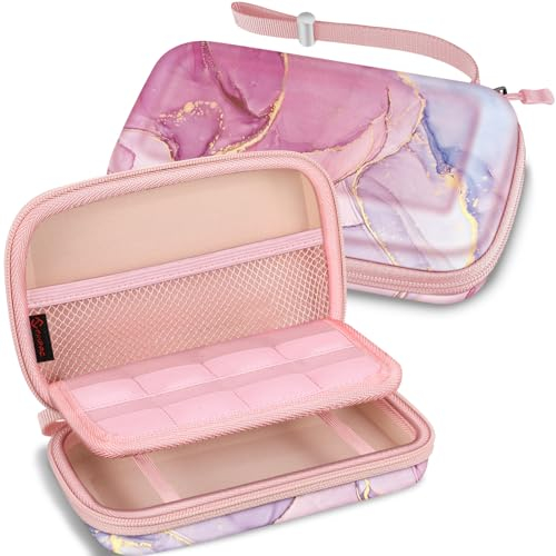 FINTIE Tasche für Nintendo 2/3 DS XL, Nintendo 3DS / LL Konsole - Tragetasche Aufbewahrungstasche Transporttasche mit Spielkartenhaltern und Haltegurt, Glorreicher Marmor