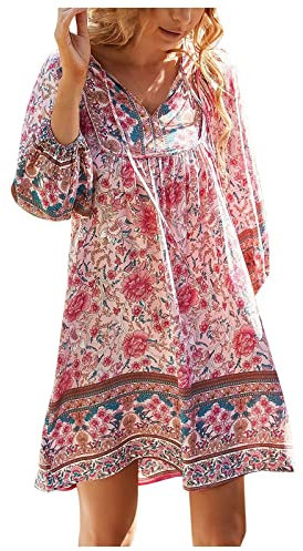 NNGOTD Robe Ete Femme Mi Longue Fluide Grande Taille Elégantes col V sans Manches Robes de Soirée Robe de Bal pour Mariage Robes de Cocktail Longues Robes Décontractées Robe D'été Robe Longue Rose
