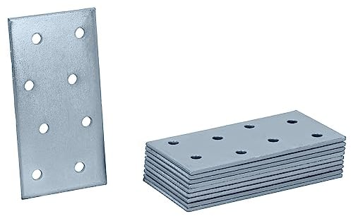 HELPMATE - 12 pièces de plaque perforée 40 × 80 mm — Plaque acier galvanisé & passivé bleu — Assemblage bois avec une excellente protection anti-corrosion, stable & durable — montage facile